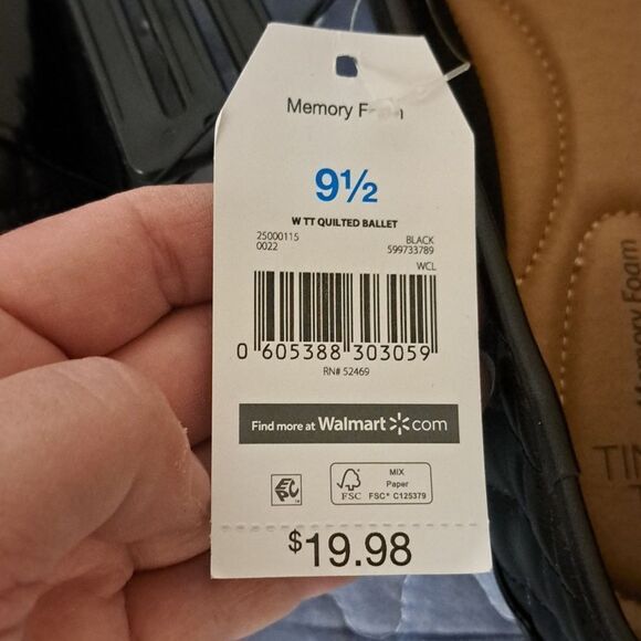 Time and Tru black memory foam quilted ballett flats size 9.5 NWT - Picture 4 of 5